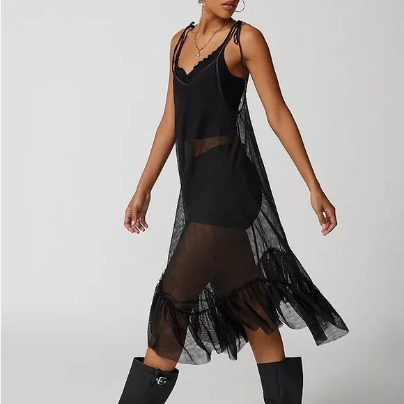 UO Everly Mesh Midi Slip Dress NWT - Picture 2 of 7
